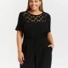 Atmos&Here Curvy Rosie Lace Contrast Top Black