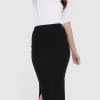 Bamboo Body Ribbed Split Skirt Black