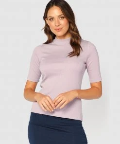 Bamboo Body Ribbed Taylor Top Mauve
