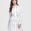Bamboo Body Woven Shirt Dress Vine Print