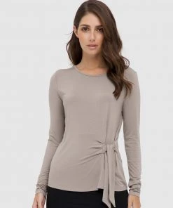 Bamboo Body Tie Front Top Stone