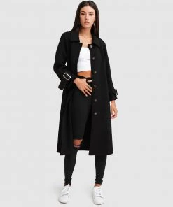 Belle & Bloom Shore To Shore Belted Wool Coat Black
