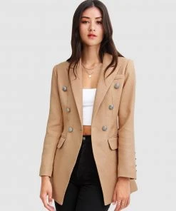 Belle & Bloom Princess Polina Textured Weave Blazer Camel