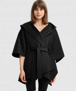 Belle & Bloom Jackson Landing Wool Blend Cape Coat Black