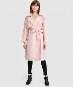 Belle & Bloom Rain On Me Packable Trench Coat Pink