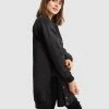 Belle & Bloom Chasing You Long Bomber Jacket Black