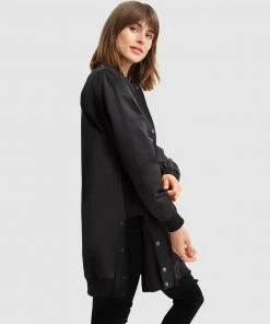 Belle & Bloom Chasing You Long Bomber Jacket Black