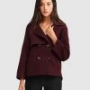 Belle & Bloom I'm Yours Wool Blend Peacoat Burgundy