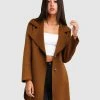 Belle & Bloom Ex-Boyfriend Wool Blend Oversized Coat Dark Camel