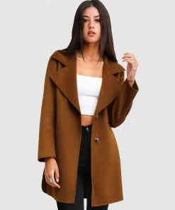 Belle & Bloom Ex-Boyfriend Wool Blend Oversized Coat Dark Camel