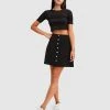 Belle & Bloom Into The Woods Leather Mini Skirt Black