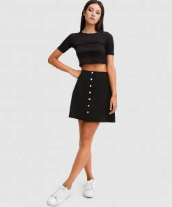 Belle & Bloom Into The Woods Leather Mini Skirt Black