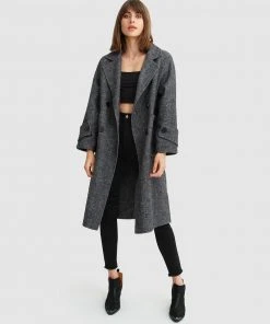 Belle & Bloom Rumour Has It Oversized Wool Blend Coat Charcoal