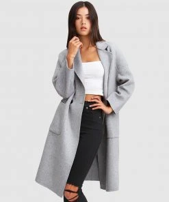 Belle & Bloom Publisher Double-Breasted Wool Blend Coat Grey Marl