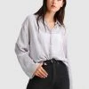 Belle & Bloom Yoko Shirred Chiffon Blouse Grey