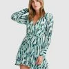 Belle & Bloom A Night With You Mini Wrap Dress Green