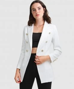 Belle & Bloom Princess Polina Textured Weave Blazer White