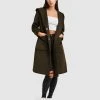 Belle & Bloom Walk This Way Wool Blend Hooded Coat Military