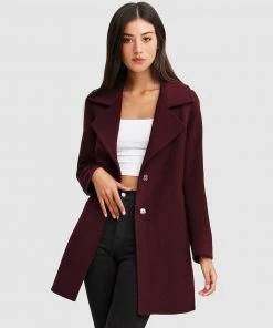 Belle & Bloom Ex-Boyfriend Wool Blend Oversized Coat Aubergine
