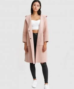 Belle & Bloom Walk This Way Wool Blend Hooded Coat Blush Pink