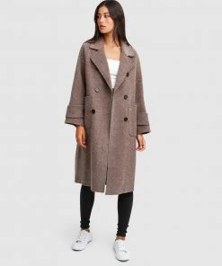Belle & Bloom Rumour Has It Oversized Wool Blend Coat Walnut