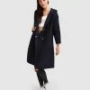 Belle & Bloom Walk This Way Wool Blend Hooded Coat Darkest Navy