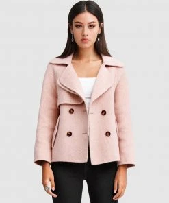 Belle & Bloom I'm Yours Wool Blend Peacoat Blush Herringbone