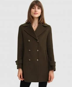 Belle & Bloom Liberty Sherpa Collar Wool Blend Coat Military