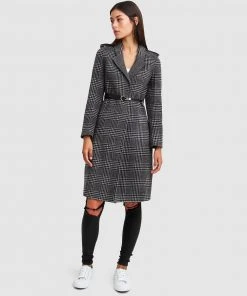 Belle & Bloom Jealousy Belted Wool Blend Coat Charcoal