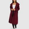 Belle & Bloom Runaway Wool Blend Robe Coat Purple
