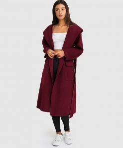Belle & Bloom Runaway Wool Blend Robe Coat Purple