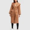 Belle & Bloom Runaway Wool Blend Robe Coat Dark Camel