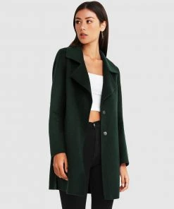 Belle & Bloom Ex-Boyfriend Wool Blend Oversized Coat Dark Green