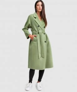 Belle & Bloom Boss Girl Double-Breasted Wool Coat Kiwi