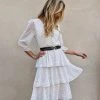 Belle & Bloom Piece Of Your Heart Tiered Midi Dress White