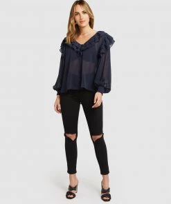 Belle & Bloom Deja Vu Ruffle V-Neck Top Navy -Deals The Style Setters Store http3A2F2Fstatic.theiconic.com .au2Fp2Fbelle bloom 7875 5579631 6