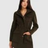 Belle & Bloom Heartbreaker Wool Blend Utility Coat Military