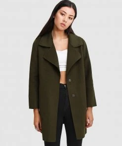 Belle & Bloom Ex-Boyfriend Wool Blend Oversized Coat Military Green