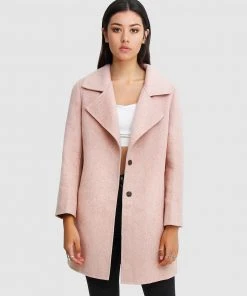Belle & Bloom Ex-Boyfriend Wool Blend Oversized Coat Blush Herringbone