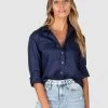 CAMIXA Lete Linen Shirt Navy Blue