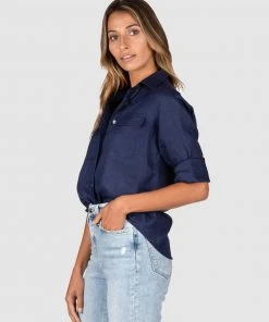 CAMIXA Lete Linen Shirt Navy Blue -Deals The Style Setters Store http3A2F2Fstatic.theiconic.com .au2Fp2Fcamixa 2539 5766031 4