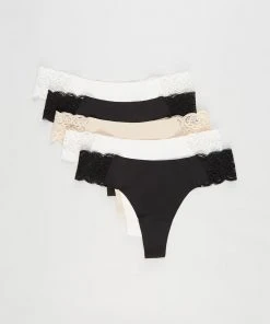 Cotton On Body Seamless G-String 5-Pack Black, Black, Frappe, Cream & Cream