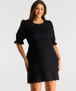 Estelle Rita Ladder Trim Dress Black