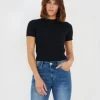 Forcast Catherine Short Sleeve Knit Black