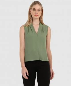 Forcast Alivia V-Neck Top Khaki