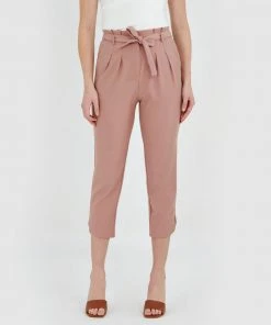 Forcast Jade High- Waisted Cropped Pants Blush