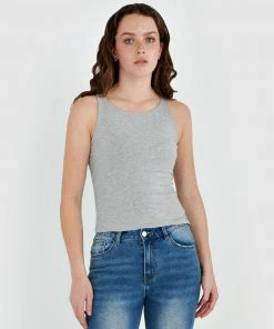 Forcast Caitlin Racer Back Top Grey Marle