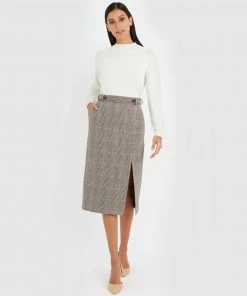 Forcast Lilly Side Split Check Skirt Brown -Deals The Style Setters Store http3A2F2Fstatic.theiconic.com .au2Fp2Fforcast 0291 0969131 4