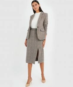 Forcast Lilly Side Split Check Skirt Brown -Deals The Style Setters Store http3A2F2Fstatic.theiconic.com .au2Fp2Fforcast 0297 0969131 6