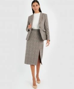 Forcast Lilly Side Split Check Skirt Brown -Deals The Style Setters Store http3A2F2Fstatic.theiconic.com .au2Fp2Fforcast 0299 0969131 7